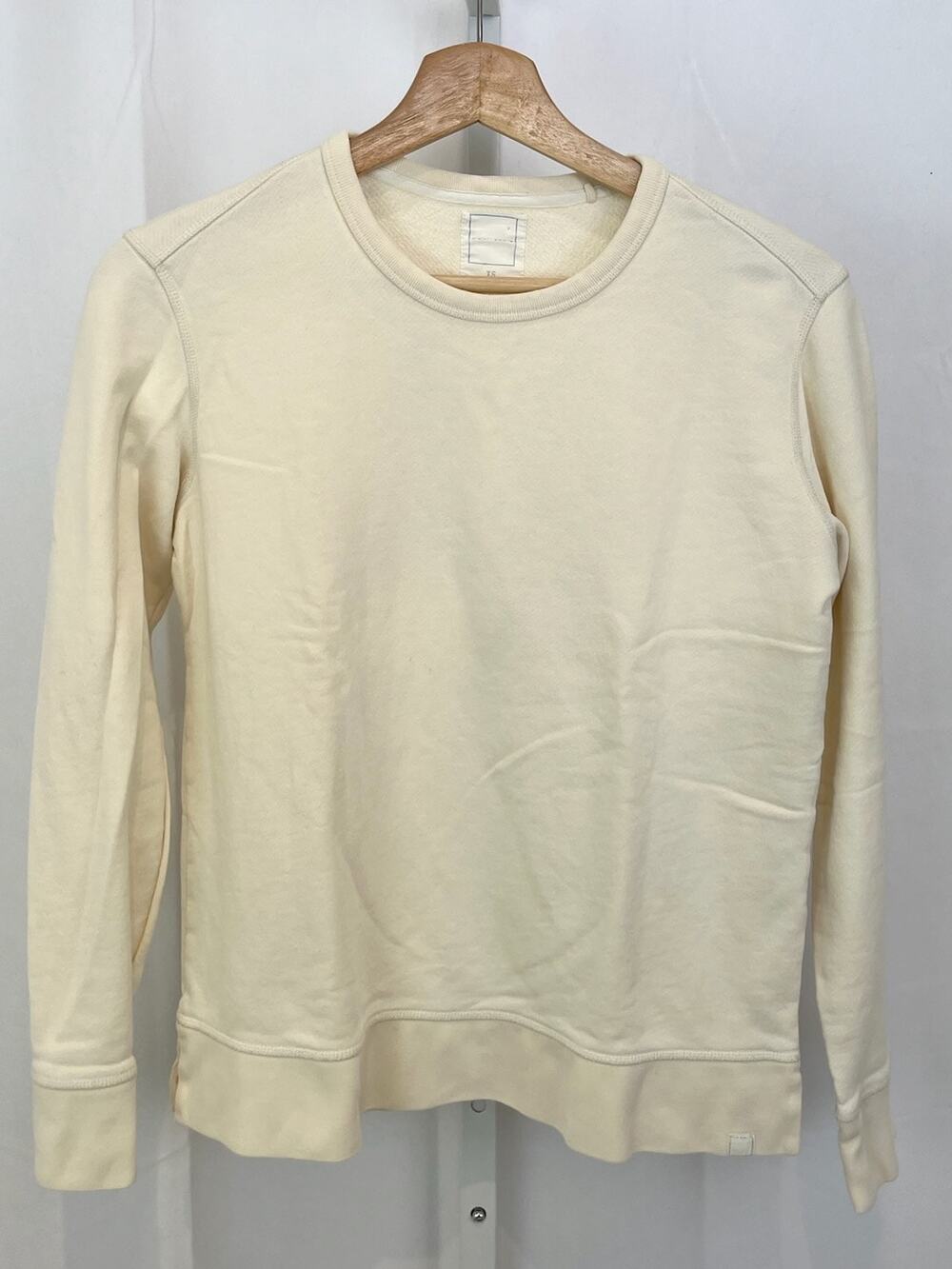 JASON SCOTT Crew Neck Pullover Sweatshirt Long Sleeve Pima Cotton Ivory Cream XS